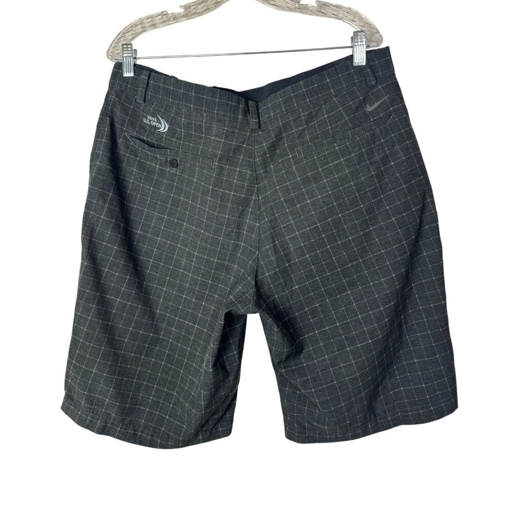 Nike Golf Dri-Fit Mens Plaid Shorts Gray 2015 U.S. Open Size 36 Embroidered 11"